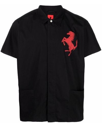 Ferrari Hemd mit Pferde-Print - Schwarz