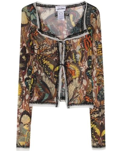 Jean Paul Gaultier Mesh Vest Met Vlinderprint - Meerkleurig