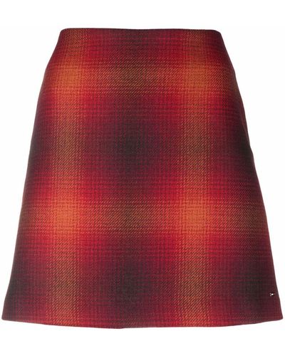 Tommy Hilfiger Check-pattern Wool Skirt - Orange