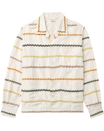 Bode Rickrack Stripe Silk Shirt - Natural