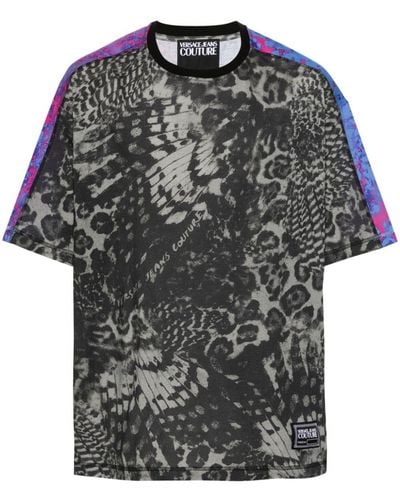 Versace T-Shirt mit Animalier-Print - Grau
