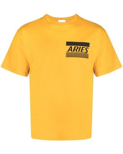 Aries T-Shirt mit Logo-Print - Gelb