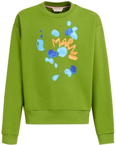 Marni Logo-print Cotton Sweatshirt - Green
