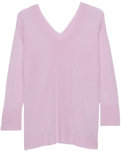 Malo V-neck Fine-knit Jumper - Pink