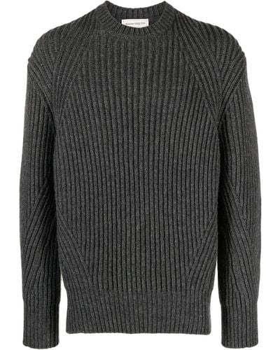 Alexander McQueen Ribbed-knit Wool Sweater - Gray