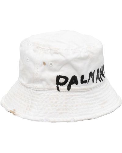 Palm Angels Seasonal Bucket Hat With Print - White