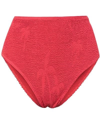 Bondeye Palmer Crinkled Bikini Bottoms - Red