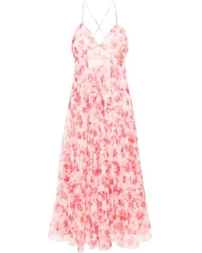 Philosophy Di Lorenzo Serafini Robe mi-longue en tulle à fleurs - Rose