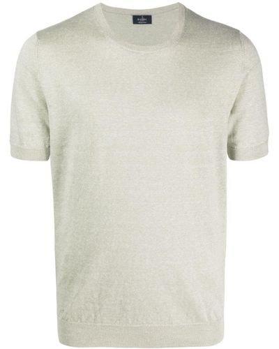 Barba Napoli Ribbed-trim Marl-knit T-shirt - White