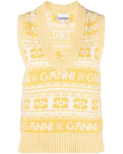 Ganni Wool Vest - Yellow