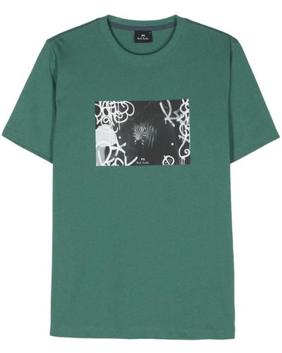 PS by Paul Smith Graphic-print Cotton T-shirt - Green