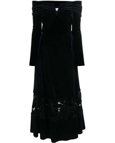 Nissa Lace-detailing Velvet-finish Dress - Black