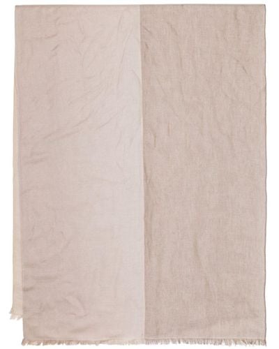 N.Peal Cashmere Panelled Cashmere Scarf - Natural