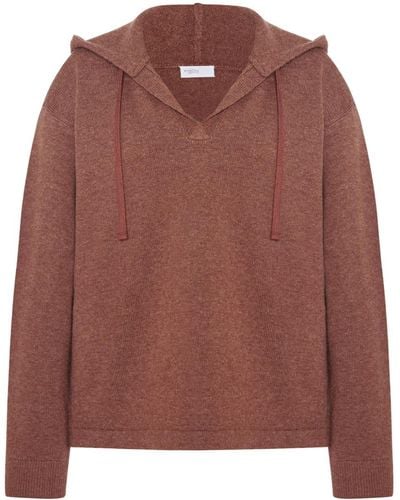 Rosetta Getty V-neck Drawstring Hoodie - Brown