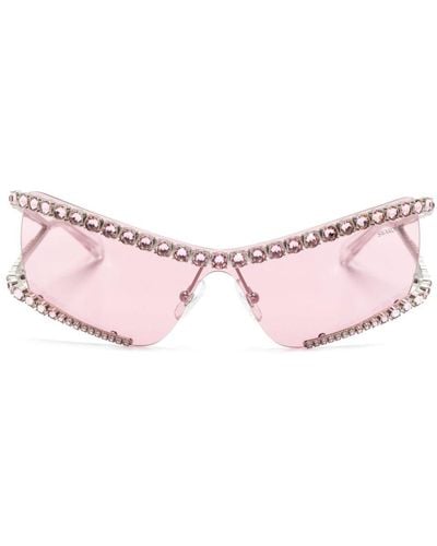 Swarovski Crystal-embellished Mask-frame Sunglasses - Pink