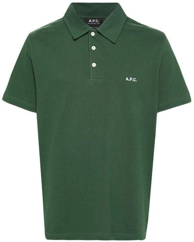 A.P.C. Austin Logo-embroidered Polo Shirt - Green