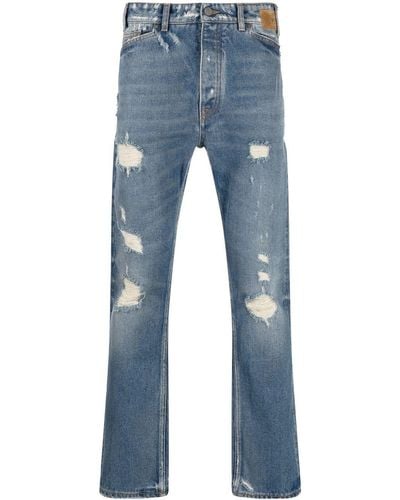 Palm Angels Slim-cut Ripped-detail Jeans - Blue