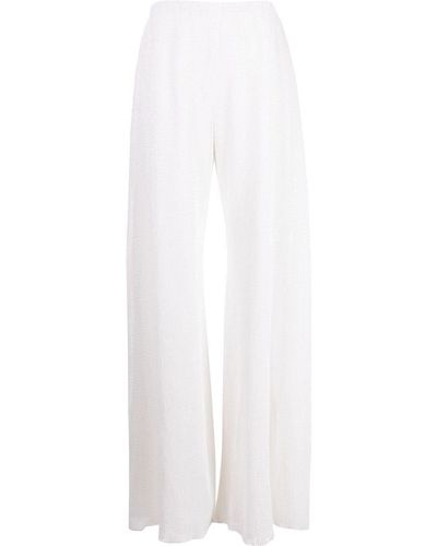 Rosetta Getty Sequin-embellished Wide-leg Pants - White