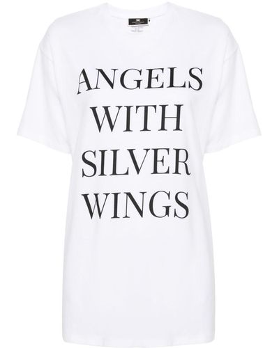 Elisabetta Franchi Slogan-print Cotton T-shirt - White