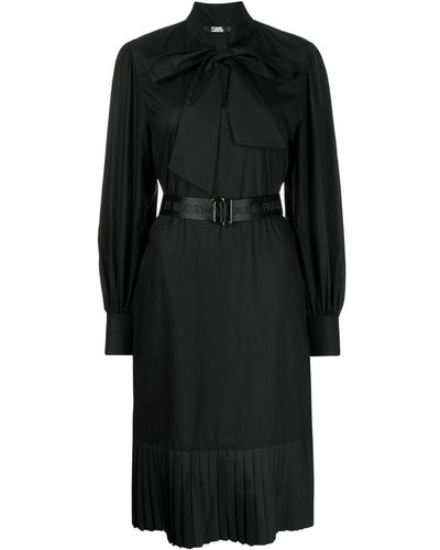 Karl Lagerfeld リボンカラーシャツドレス - ブラック