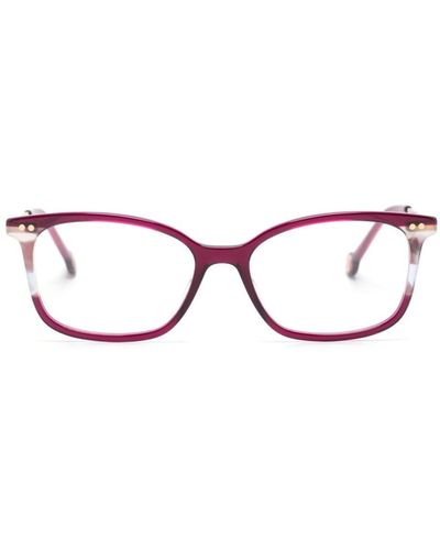 Carolina Herrera トータスシェル スクエア眼鏡フレーム - ピンク