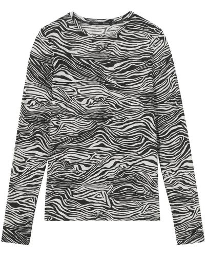 Proenza Schouler Zebra-print Long-sleeved T-shirt - Gray