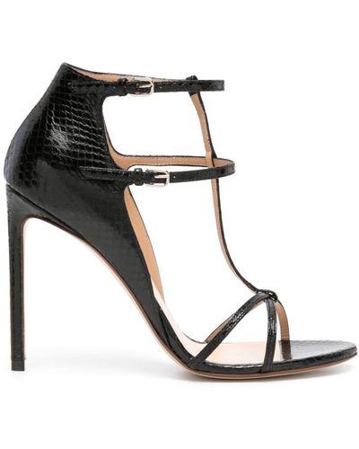 Francesco Russo Sandalen Met Slangenleer-effect 105 Mm - Zwart