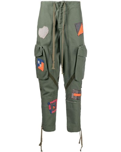 Greg Lauren Cargo con design patchwork - Verde