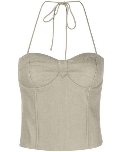 Gestuz Sweetheart-neck Ruched Corset - Natural