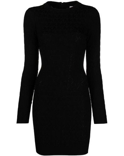 Michael Kors Monogram-jacquard Mini Dress - Black