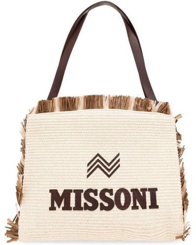 Missoni Shopper mit Logo-Patch - Natur