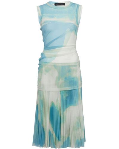 Proenza Schouler Zoe Abstract-print Midi Dress - Blue