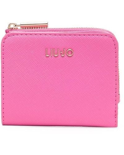 Liu Jo Logo-plaque Textured Wallet - Pink