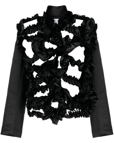 Comme des Garçons Ruffle-detailing Cut-out Detailing Jacket - Black