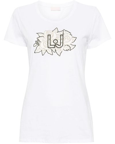 Liu Jo Katoenen T-shirt Met Geborduurd Logo - Wit