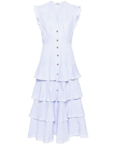 Sandro Striped Tiered Maxi Dress - White