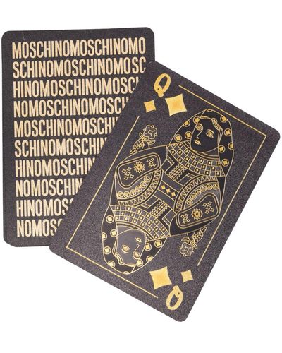 Moschino Jeu de cartes en cuir artificiel à motif monogrammé - Gris