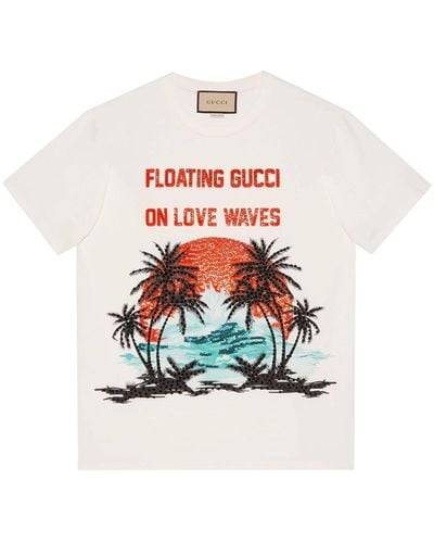 Gucci T-Shirt mit Pailletten - Weiß