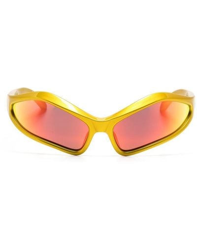 Balenciaga Fennec Sonnenbrille mit geometrischem Gestell - Gelb