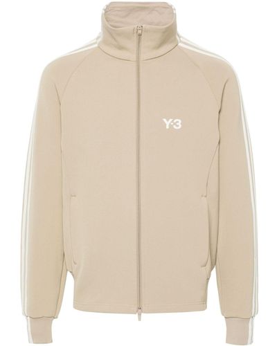 Y-3 3-stripes Logo Zip-up Sweatshirt - Natural