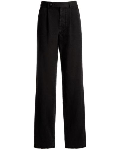 Bally High-waist Belted Cotton Trousers - Black