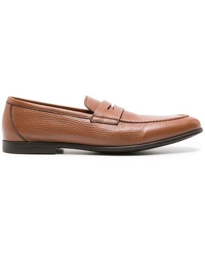 Canali Penny-slot Leather Loafers - Brown