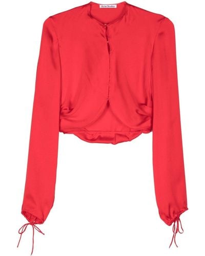 Acne Studios Pleat-detailing silk blouse - Rosso