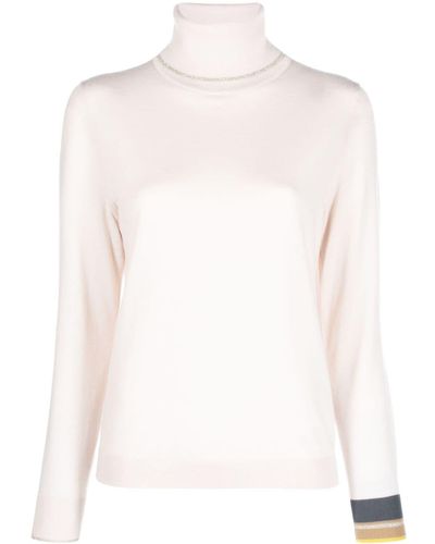 PS by Paul Smith Striped-cuff Roll-neck Jumper - White