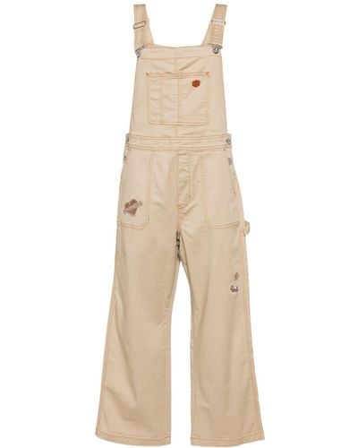 Chocoolate Logo-patch Cotton Overalls - Natural