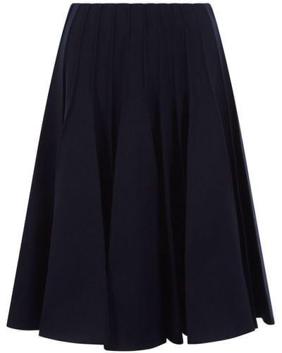 Bottega Veneta Wool Pleated Skirt - Blue