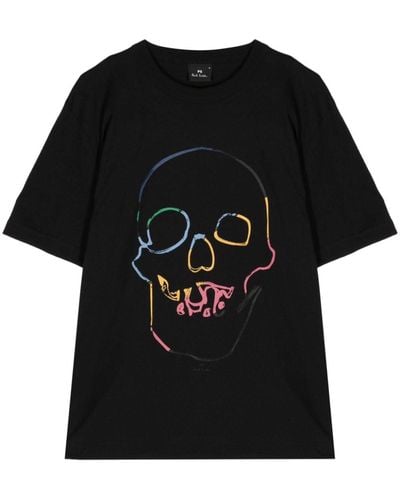 PS by Paul Smith Skull-print Cotton T-shirt - Black
