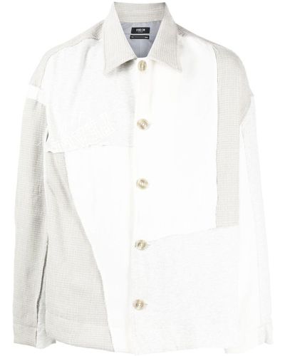 FIVE CM Patchwork-detail Long-sleeved Shirt - White