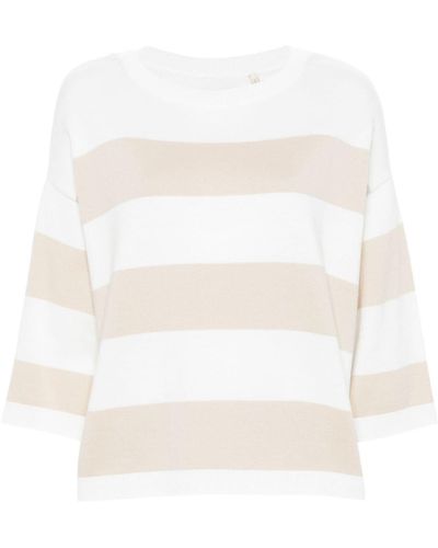 Barbour Logo-plaque Striped Sweater - White
