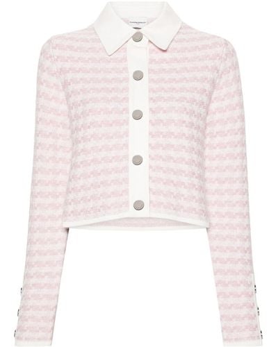 Claudie Pierlot Veste en tweed à coupe crop - Rose